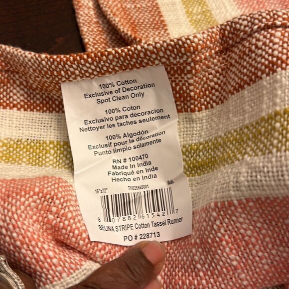 Thro by Marlo Lorenz Striped Boho Table Runner 16”x72” - Picture 4 of 7